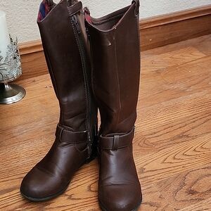 Tommy Hilfiger ANDREA Dark Brown Mid-Calf Heeled Riding Boots Size 3 Youth